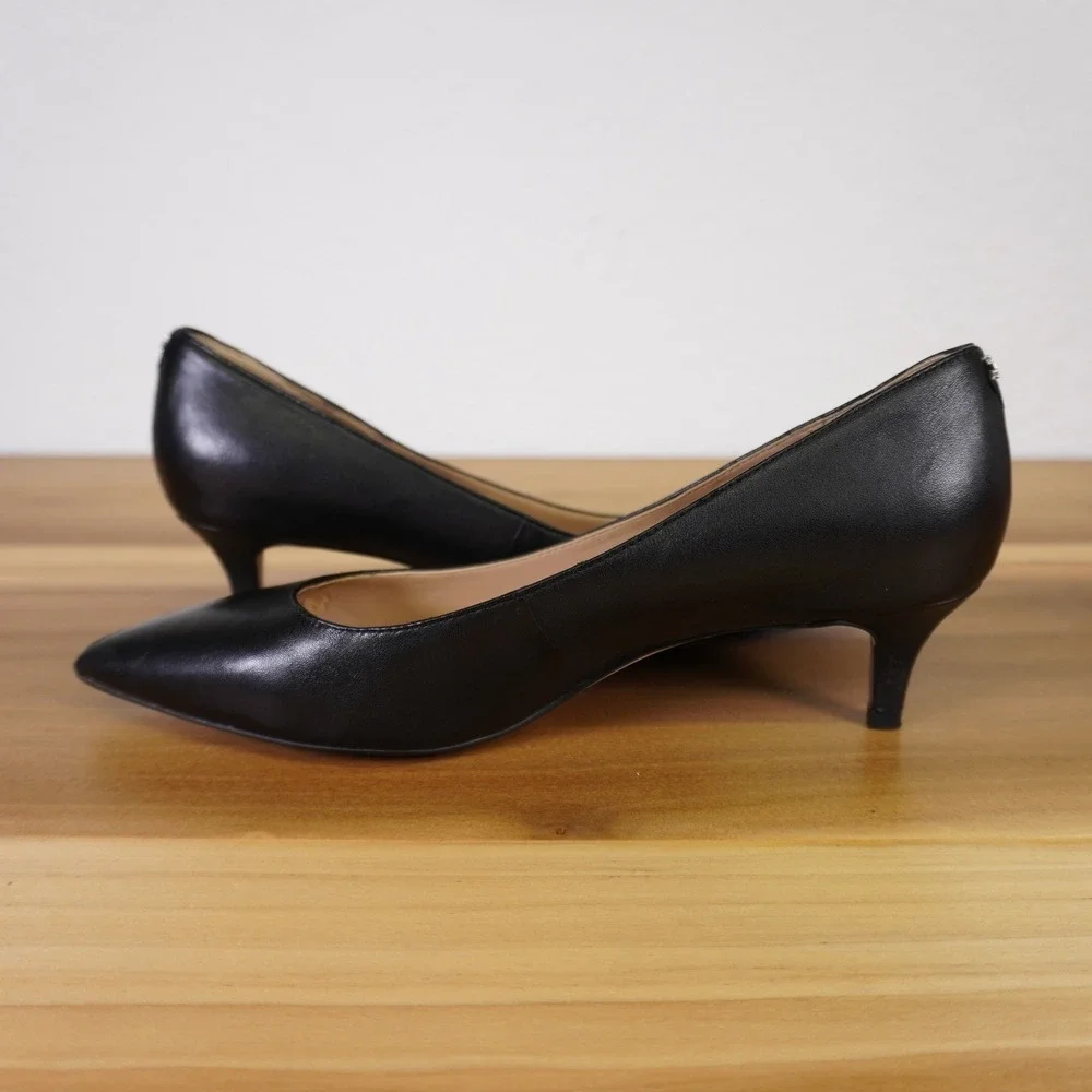 Sam Edelman Dori Pump Womens 7.5M Black Leather Pointed Toe Kitten Heel
